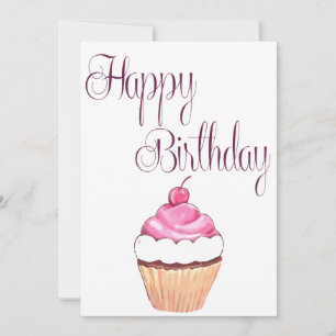 Alles Gute zum Geburtstag Pink Cupcake Karte