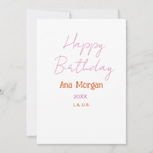 ALLES GUTE ZUM GEBURTSTAG PINK ORANGE NAME EINFACH EINLADUNG