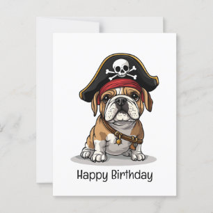 Alles Gute zum Geburtstag Pirat Englische Bulldogg Postkarte