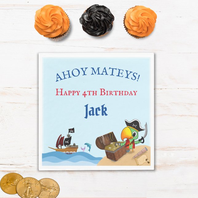 Alles Gute zum Geburtstag Piratenpapagei und Schif Serviette (Von Creator hochgeladen)