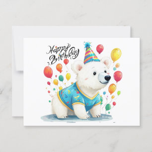 Alles Gute zum Geburtstag Polar Bär Ballons Party  Postkarte