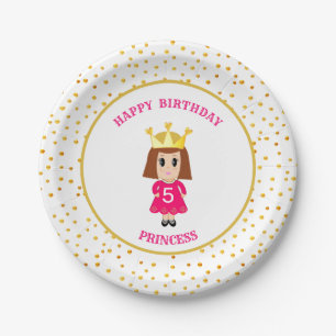Alles Gute zum Geburtstag Prinzessin & Gold Konfet Pappteller