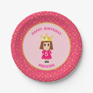 Alles Gute zum Geburtstag Prinzessin & Gold Konfet Pappteller