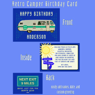 Alles Gute zum Geburtstag Retro Camper RV Travel Karte
