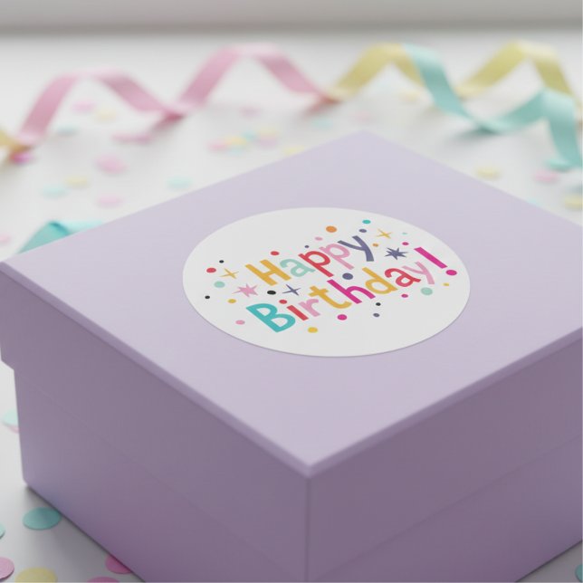 Alles Gute zum Geburtstag (Retro) Runder Aufkleber (Happy Birthday (Retro) Classic Round Sticker)