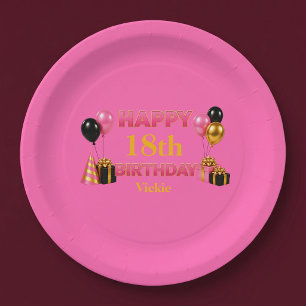 Alles Gute zum Geburtstag Rosa jedes Alters Pappteller
