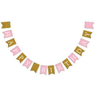 Alles Gute zum Geburtstag - Rosa und Gold Banner