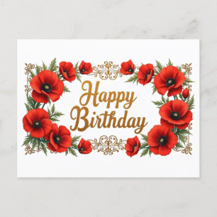 Alles Gute zum Geburtstag Rote Mohnblumen  Postkarte