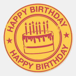 Alles Gute zum Geburtstag - roter Runder Aufkleber
