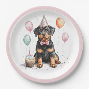 Alles Gute zum Geburtstag Rottweiler Hund Pappteller