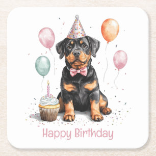 Alles Gute zum Geburtstag Rottweiler Hund Rechteckiger Pappuntersetzer