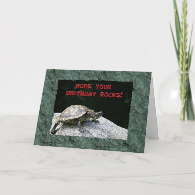 Alles Gute zum Geburtstag, Schildkröte am Felsen Karte (Vorderseite)