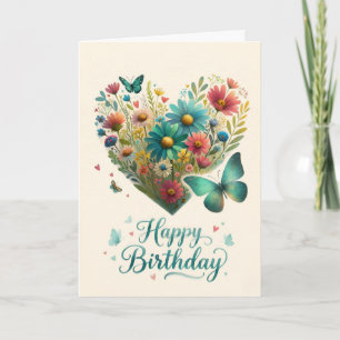 Alles Gute zum Geburtstag Schmetterling Wildblume  Karte