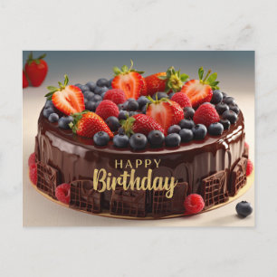 Alles Gute zum Geburtstag Schokoladen-Fruchtkuchen Postkarte
