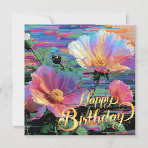 Alles Gute zum Geburtstag schöne Neon-Blumen Karte