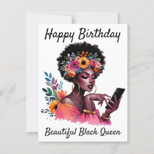 Alles Gute zum Geburtstag Schöne Schwarze Königin  Postkarte