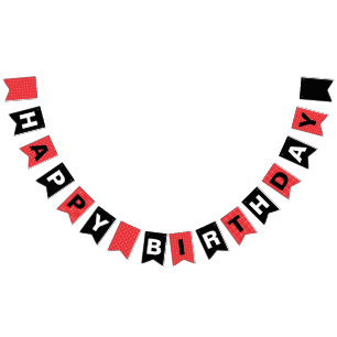 Alles Gute zum Geburtstag schwarz und Rot mit Wimpelkette