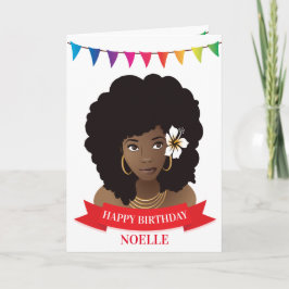 Alles Gute zum Geburtstag, Schwarze Frau mit Blume Karte