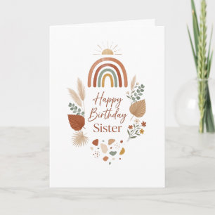 Alles Gute zum Geburtstag Schwester Boho Regenboge Karte