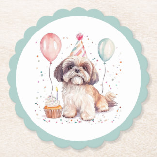 Alles Gute zum Geburtstag Shih Tzu Hunde Cupcake Untersetzer