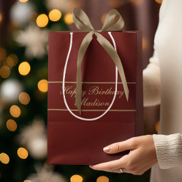 Alles Gute zum Geburtstag Skript Name Burgund Gold Mittlere Geschenktüte