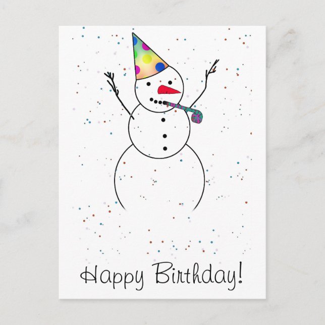 Alles Gute zum Geburtstag! Snowman Postkarte (Vorderseite)