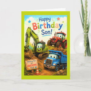 Alles Gute zum Geburtstag Sohn Baumaschinen Geburt Karte