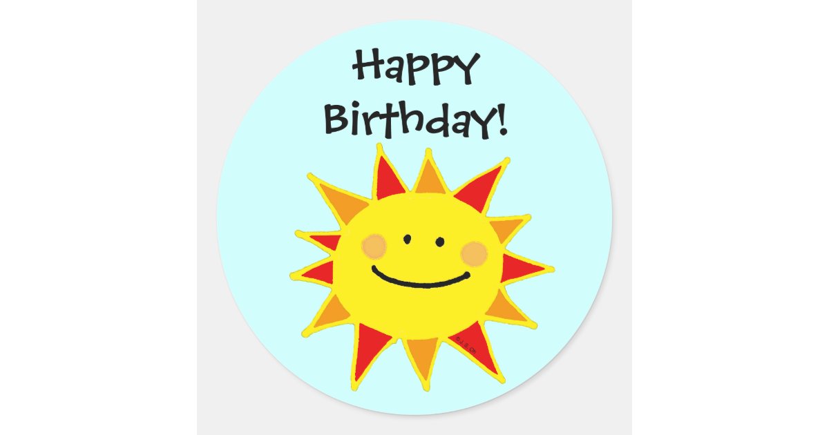 Alles Gute zum Geburtstag! (Sonne) Runder Aufkleber Zazzle.ch