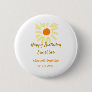 Alles Gute zum Geburtstag Sonnenschein gelb orange Button