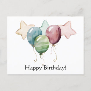 Alles Gute zum Geburtstag Sterne und Ballons Postkarte