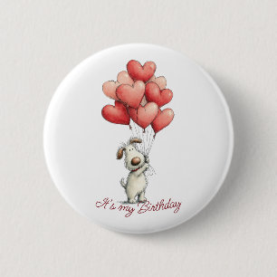 Alles Gute zum Geburtstag Süße Hunde Ballons Button