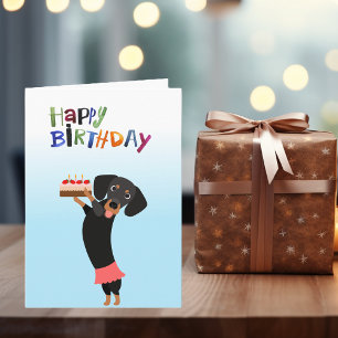 Alles Gute zum Geburtstag Süßer Hund mit Kuchen Karte