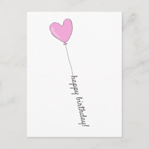 Alles Gute zum Geburtstag - Süßer rosa herzförmige Postkarte