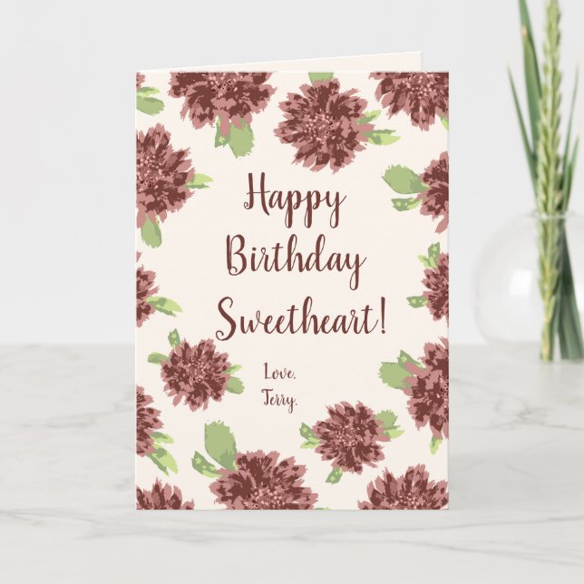 Alles Gute zum Geburtstag Sweetheart - Red Daisies Karte (Vorderseite)