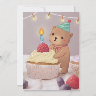 Alles Gute zum Geburtstag: Teddy Bear & Cupcakes Einladung