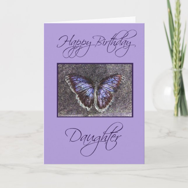 Alles Gute zum Geburtstag, Tochter-Butterfly/lila Karte (Vorderseite)