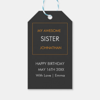 Alles Gute zum Geburtstag, Typografie Weiß und Ora Geschenkanhänger