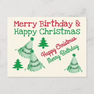 Alles Gute zum Geburtstag und Frohe Weihnachten -  Postkarte