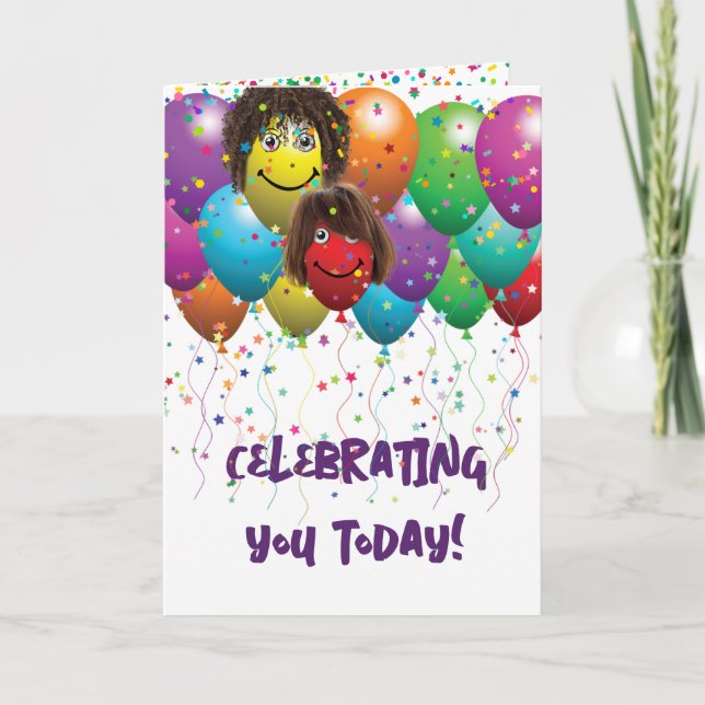 Alles Gute zum Geburtstag und Konfetti Karte (Vorderseite)