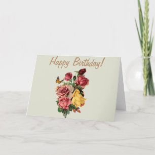 Alles Gute zum Geburtstag, Vintage Rose und Schmet Dankeskarte