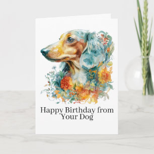 Alles Gute zum Geburtstag vom süßen floralen Dachs Karte