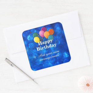 Alles Gute zum Geburtstag Vorlage, personalisieren Quadratischer Aufkleber