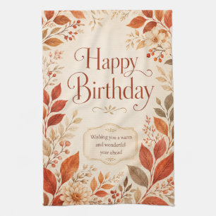 Alles Gute zum Geburtstag Warmer Herbst Botanische Geschirrtuch