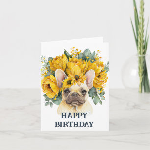Alles Gute zum Geburtstag Wasserfarbe Frenchie gel Karte