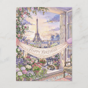"Alles Gute zum Geburtstag" Wasserfarbe Pariser Ba Postkarte
