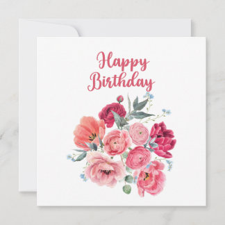 Alles Gute zum Geburtstag Wasserfarbe Rot & Rosa B