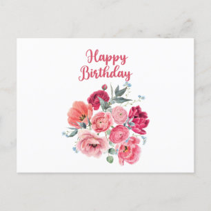 Alles Gute zum Geburtstag Wasserfarbe rote und ros Postkarte