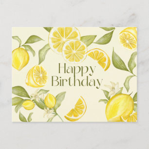 Alles Gute zum Geburtstag Wasserfarben-Limonen, Zi Postkarte