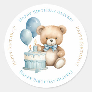 Alles Gute zum Geburtstag Wasserfarben-Teddybär un Runder Aufkleber