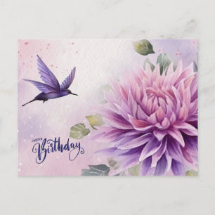 Alles Gute zum Geburtstag Watercolor Dahlia-Blume  Postkarte